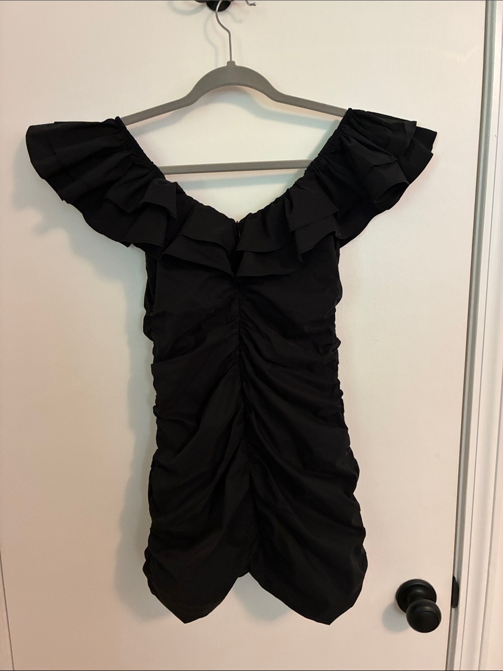 Hello Molly Black Ruched Ruffle Mini Dress - Picture 4 of 5